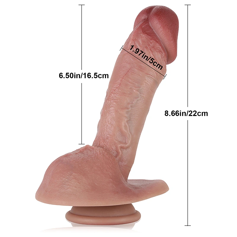 Lifelike Big Glans Silicone Dildo with Keel 8.66 Inch